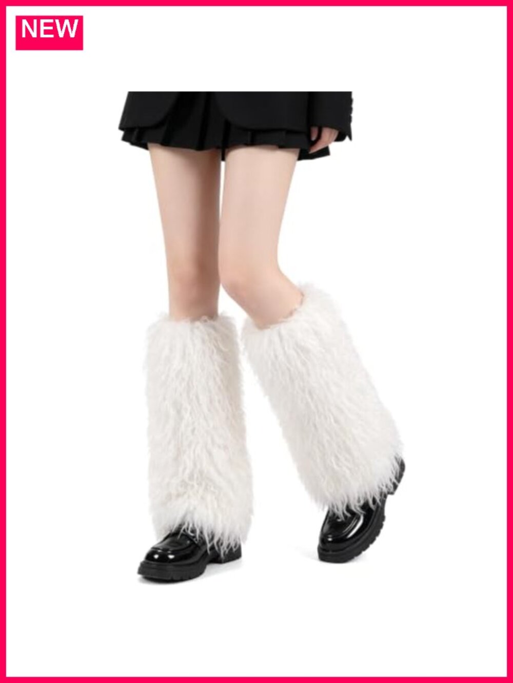 Faux Lamb Fur Leg Warmers Fluffy Boot Cuffs Stretchy Knit Ankle Warmers Women